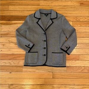 Talbots Gray and Black Blazer with Notched Lapel